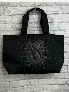 Victoria's Secret Black Crystal VS Logo Tote